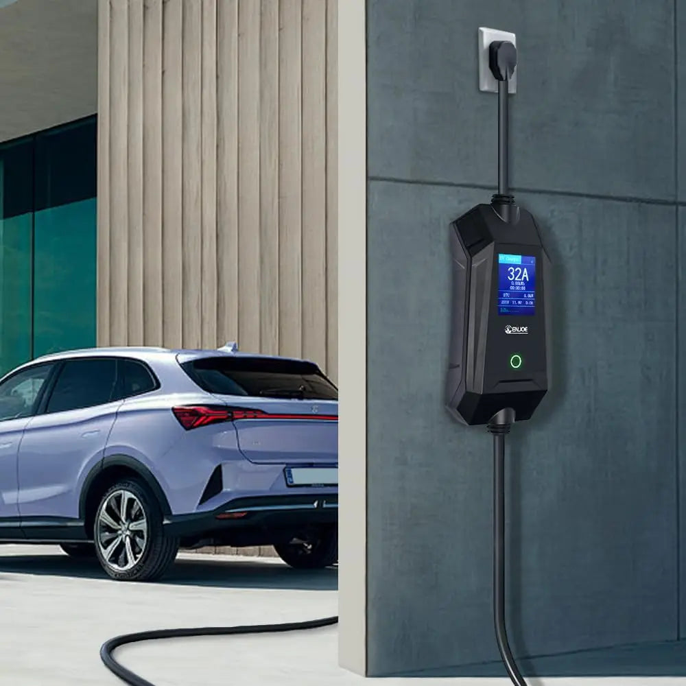 Cargador EV ENJOE Nivel 2 32Amp 110V/240V con enchufe NEMA 5-15 14-50 Cable de 25 pies J1772 Estación de carga de coche eléctrico